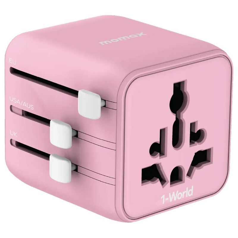 Momax 1-World Universal Travel Adaptor with Dual Ac - Pink Momax 1-World Universal Travel Adaptor with Dual Ac - Pink