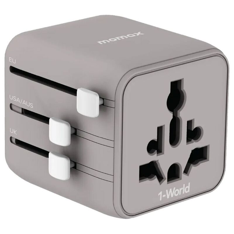 Momax 1-World Universal Travel Adaptor with Dual Ac - Grey Momax 1-World Universal Travel Adaptor with Dual Ac - Grey
