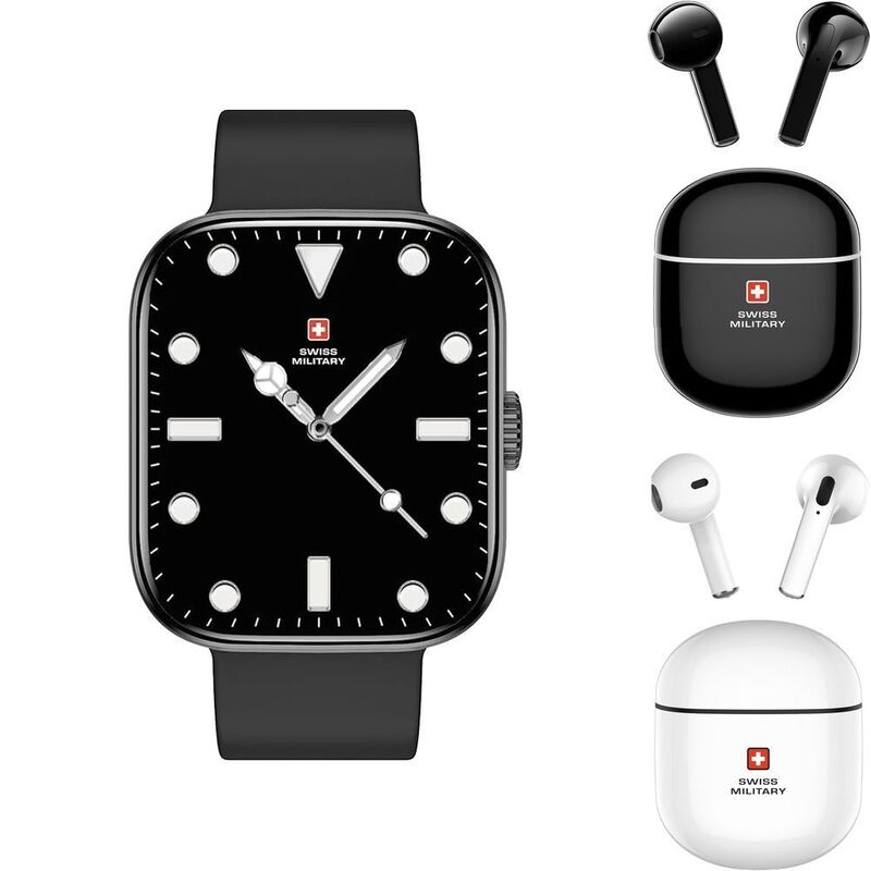 Swiss Military ALPS4 Smartwatch Black Frame Black Silicon Strap + Swiss Military TWS Victor 5 - Black (Bundle) Swiss Military ALPS4 Smartwatch Black Frame Black Silicon Strap + Swiss Military TWS Victor 5 - Black (Bundle)