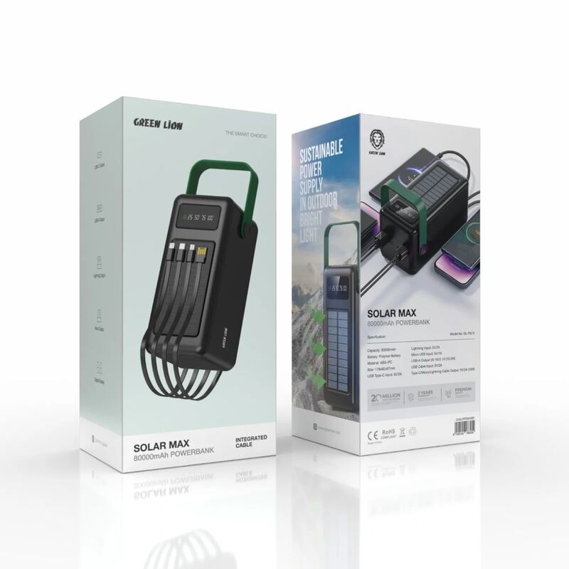 Green Lion Solar Max 80000mAh Powerbank - Black