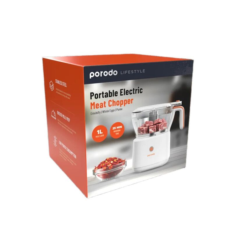 Porodo Lifestyle Portable Electric Meat Chopper - White Porodo Lifestyle Portable Electric Meat Chopper - White