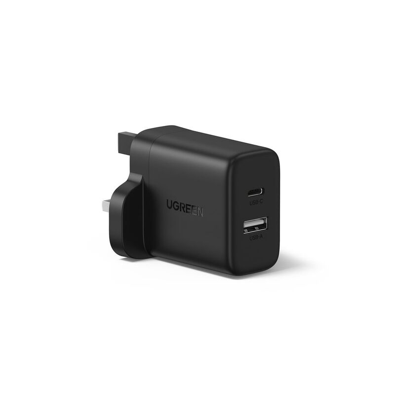 Ugreen 20W Dual Fast Charger USB-C 20W + USB-A 18W (UK) - Black Ugreen 20W Dual Fast Charger USB-C 20W + USB-A 18W (UK) - Black