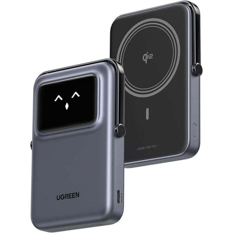 Ugreen Uno Pb 10000mAh Magnetic Wireless 15W Qi2 With Built-In Stand + USB-C 20W In/Out + USB-A 22.5W Out - Grey Ugreen Uno Pb 10000mAh Magnetic Wireless 15W Qi2 With Built-In Stand + USB-C 20W In/Out + USB-A 22.5W Out - Grey