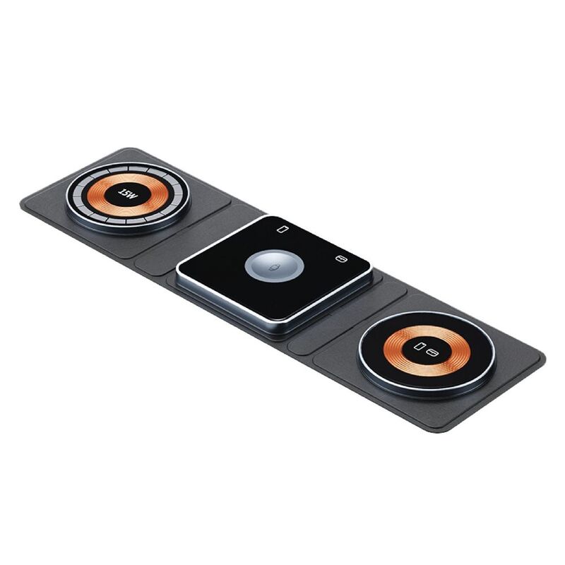 Dviced 3-In-1 Foldable Magnetic Wireless Charger - Black/Copper Dviced 3-In-1 Foldable Magnetic Wireless Charger - Black/Copper