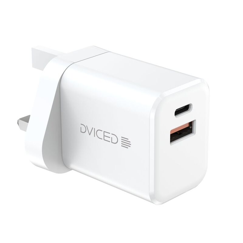 Dviced Wall Charger 35W Gan 1 USB-A 1 USB-C (UK) - White Dviced Wall Charger 35W Gan 1 USB-A 1 USB-C (UK) - White
