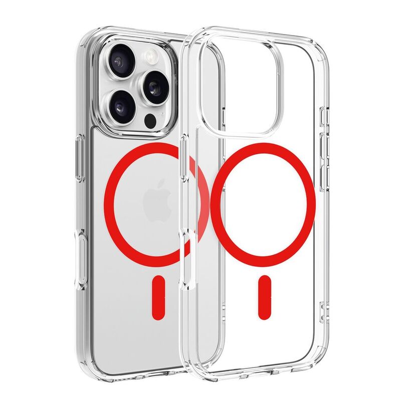 Dviced Magsafe iPhone 16 Pro Case Clear - Red