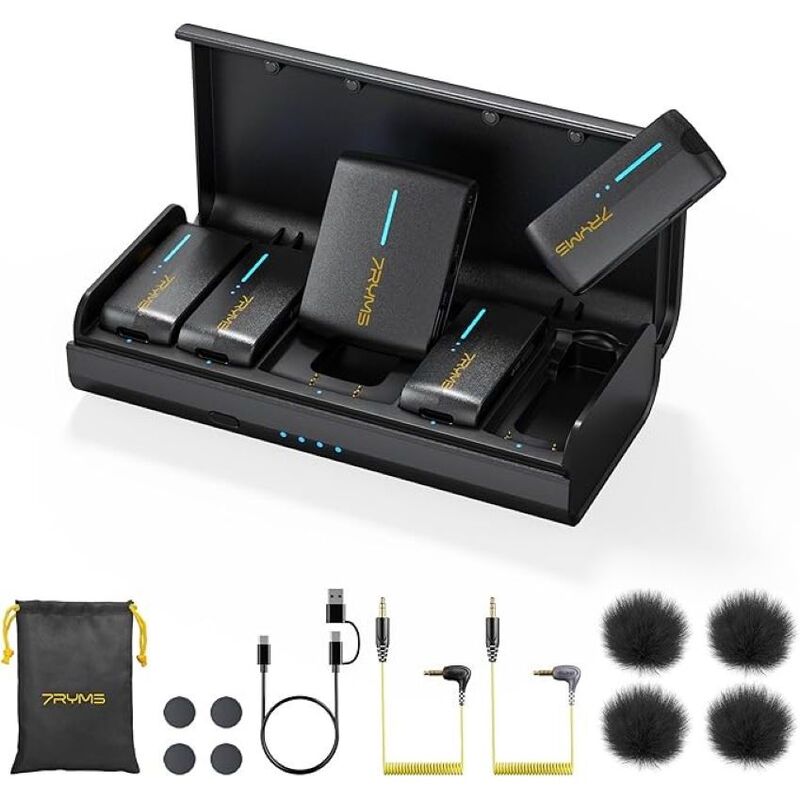 7Ryms iRay DW40 4-Channel Wireless Lavalier Microphone - Black