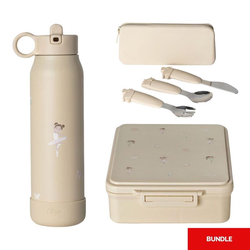 Citron 2023 Stainless Steel Water Bottle 350ml Ballerina + Citron 2023 Grand Lunchbox Ballerina + Citron 2023 Silicone Cutlery Set With Pouch Beige... Citron 2023 Stainless Steel Water Bottle 350ml Ballerina + Citron 2023 Grand Lunchbox Ballerina + Citron 2023 Silicone Cutlery Set With Pouch Beige...