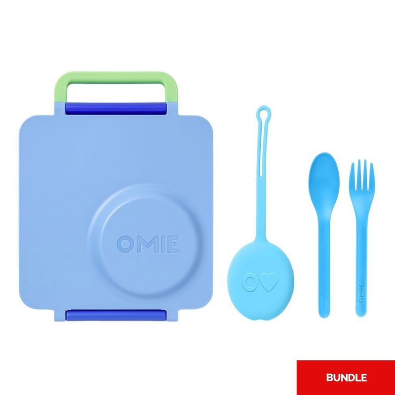 Omielife Utensil + Holder Set Blue Sky + Omiebox Thermos 250ml - Sea Blue + (Bundle) Omielife Utensil + Holder Set Blue Sky + Omiebox Thermos 250ml - Sea Blue + (Bundle)