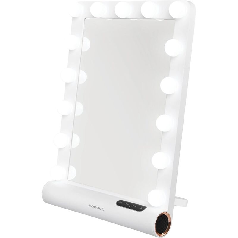 Porodo Lifestyle Hollywood Vanity Lighted Mirror - White Rose Gold Porodo Lifestyle Hollywood Vanity Lighted Mirror - White Rose Gold