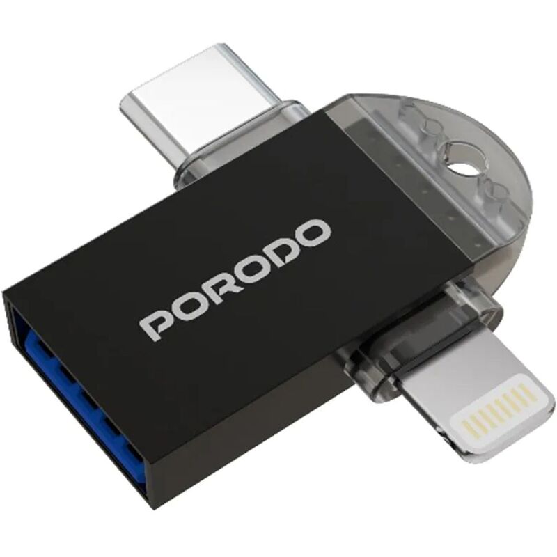 Porodo 3-In-1 Otg Adapter - Black Porodo 3-In-1 Otg Adapter - Black