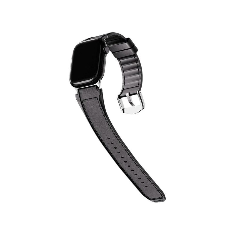 Blupebble Leathrix Faux Leather Watch Band With Soft Silicon - Leathrix Black Blupebble Leathrix Faux Leather Watch Band With Soft Silicon - Leathrix Black