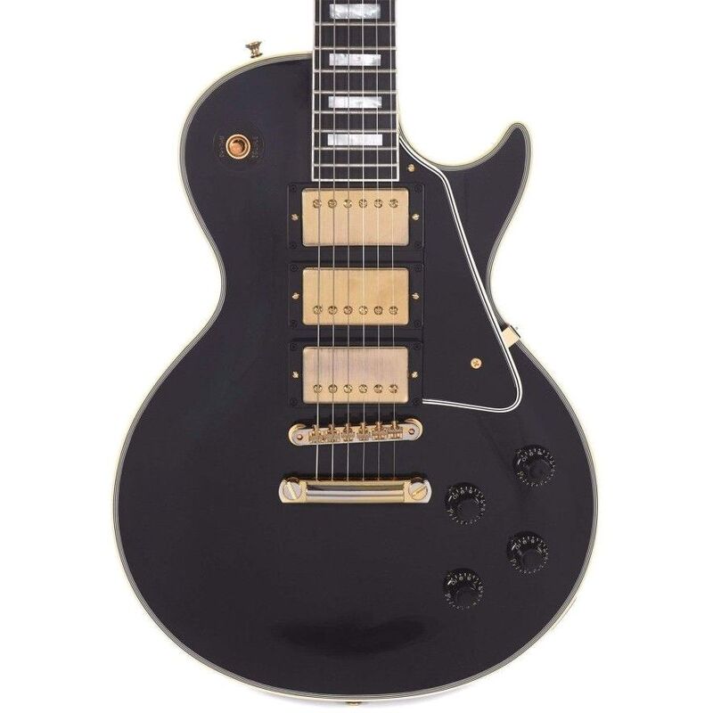 Gibson Custom Shop LPB357VOEBGH1 1957 Les Paul Custom Reissue 3-Pickup Vos Electric Guitar - Ebony
