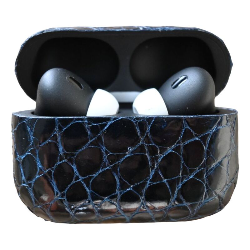 Aurora Concepts Dark Blue Alligator Leather Custom Airpods Pro 2 Aurora Concepts Dark Blue Alligator Leather Custom Airpods Pro 2