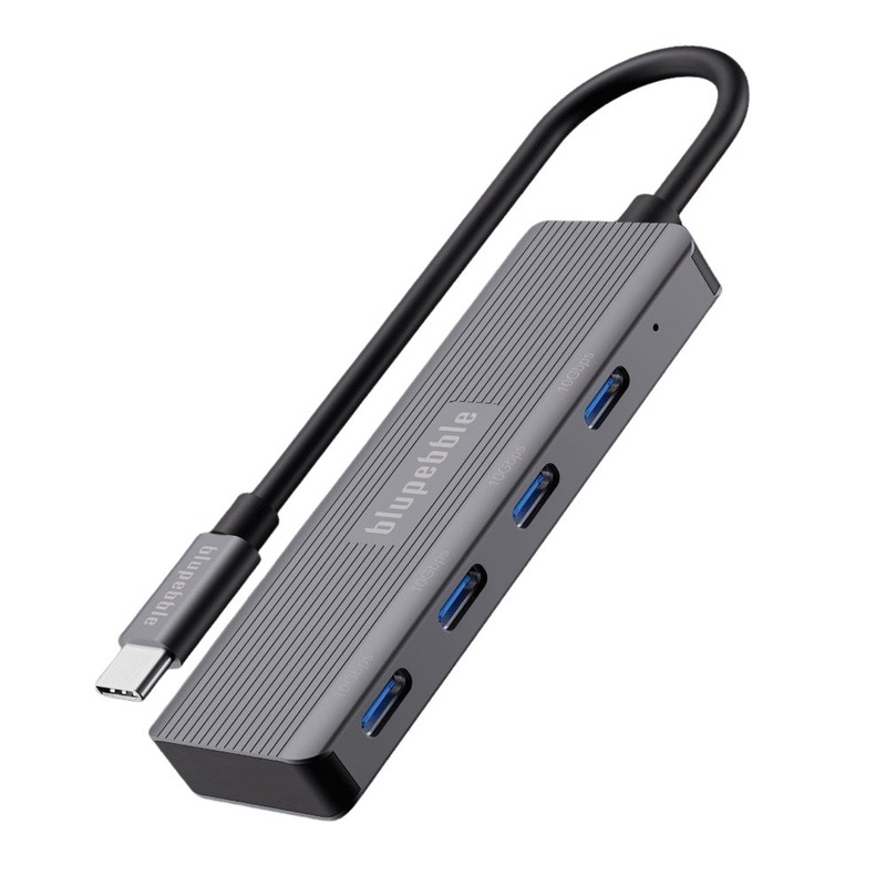 Blupebble C4 Multiport 4-Port Hub USB-C 3.2 - Gray Blupebble C4 Multiport 4-Port Hub USB-C 3.2 - Gray