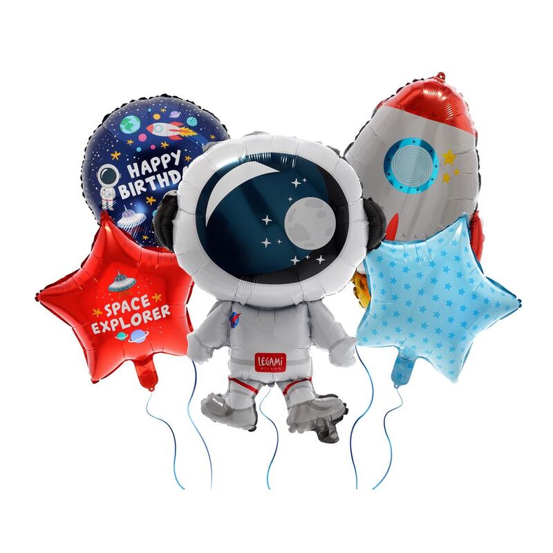 Legami Set of 5 Birthday Party Balloons - Let's Party! - Space Legami Set of 5 Birthday Party Balloons - Let's Party! - Space