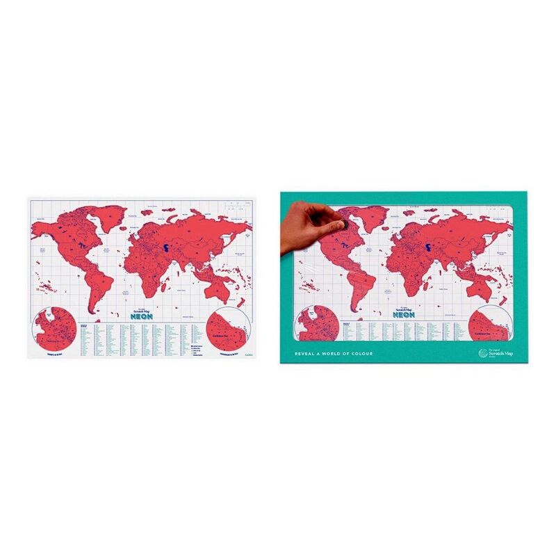 Suck UK Neon Scratch Map - Coral