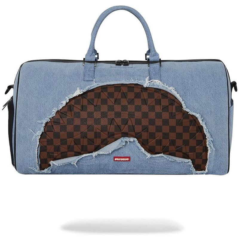 Sprayground Denim Shark Bite Duffle Bag Sprayground Denim Shark Bite Duffle Bag