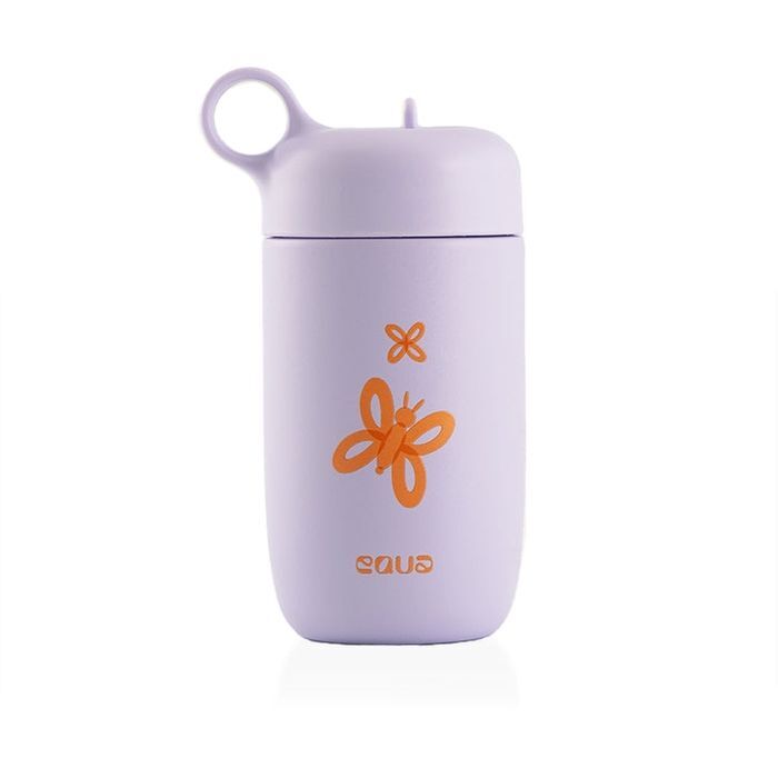 Equa 400ml Leakproof Kids Bottle with Straw Cap - Butterfly