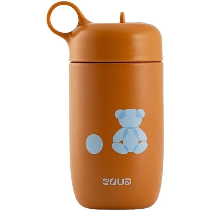 Equa 400ml Leakproof Kids Bottle with Straw Cap - Teddy Bear