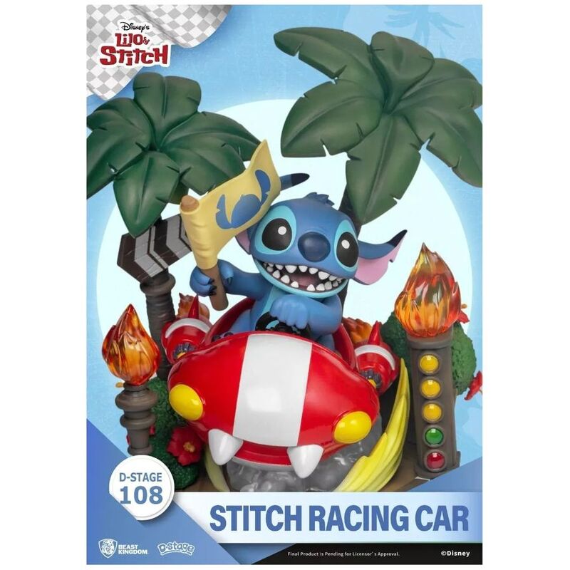 Beast Kingdom D Stage 108 Stitch Racing Car Re Run 5.7 Inches Statue