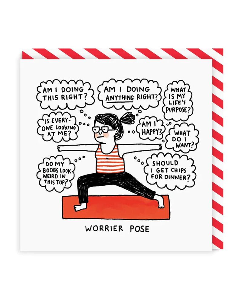 Ohh Deer Worrier Pose Greeting Card (Sq)