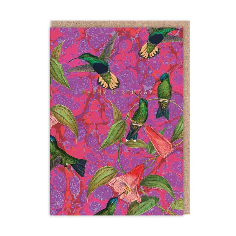 Ohh Deer Marble Humming Birds Greeting Card (12048) Greeting Card (A6)