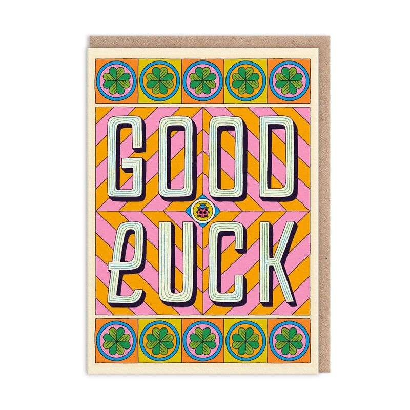 Ohh Deer Good Luck Typographic (9829) Greeting Card (A6)