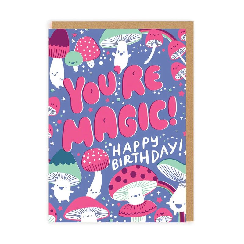 Ohh Deer Magic Mushroom Happy Birthday Greeting Card (A6)
