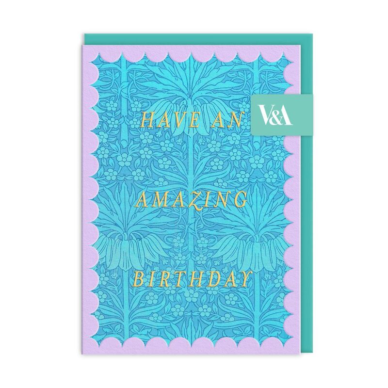 Ohh Deer Scalloped Blue Fritillaria Greeting Card (12610) Premium Greeting Card (A6)
