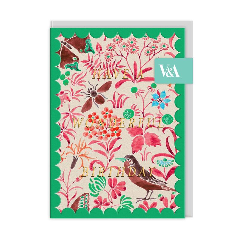 Ohh Deer Scalloped Voysey Wildlife Greeting Card (12613) Premium Greeting Card (A6)