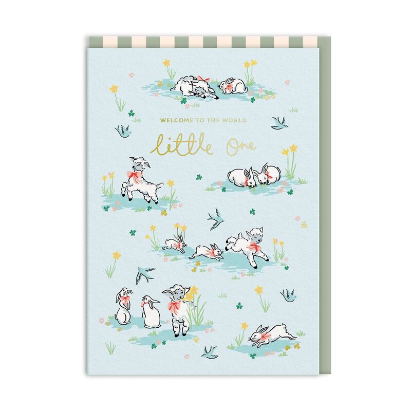 Ohh Deer Hello Little One Lambs Premium Greeting Card (A6)