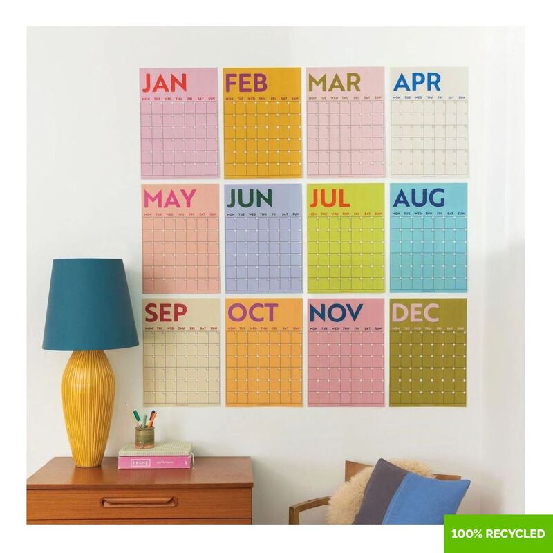Good Tuesday 12X A3 Extra Large Colourburst Wall Planner 100% Recycled Good Tuesday 12X A3 Extra Large Colourburst Wall Planner 100% Recycled