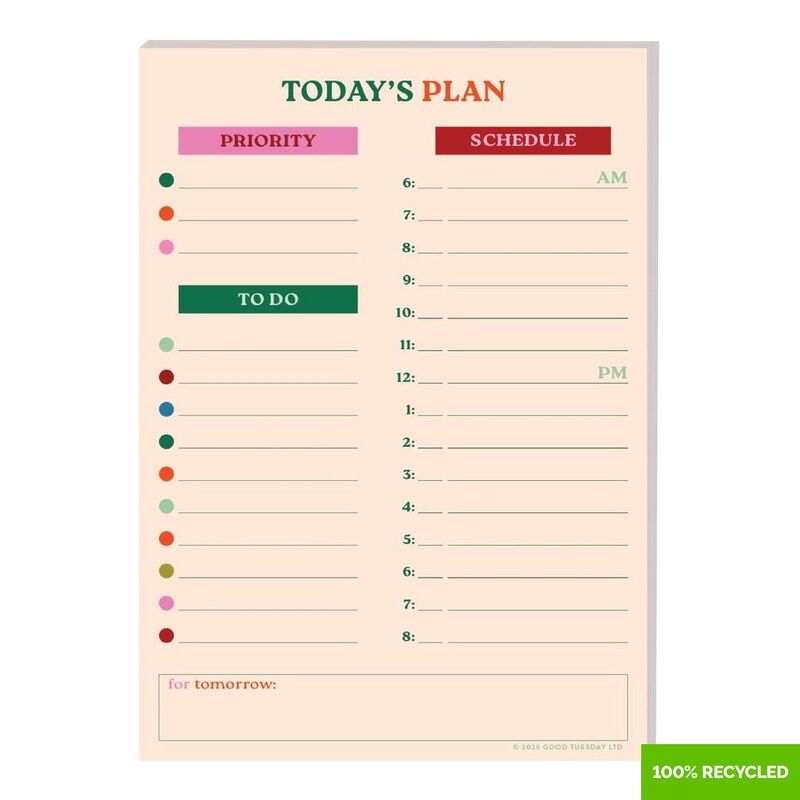 Good Tuesday A5 Work Hard Play Nice Daily Planner Pad 100% Recycled Good Tuesday A5 Work Hard Play Nice Daily Planner Pad 100% Recycled