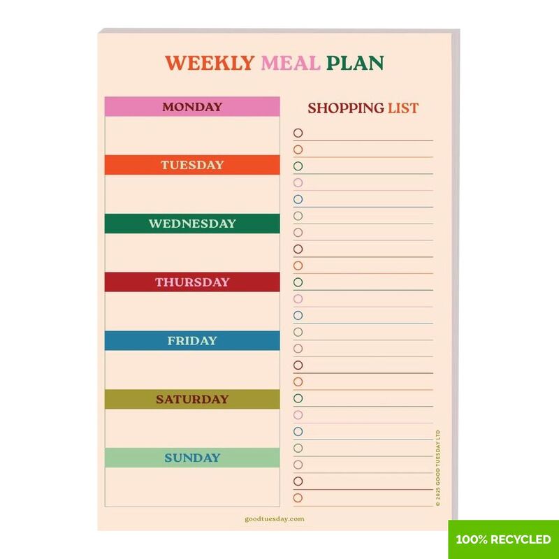 Good Tuesday A5 Work Hard Play Nice Meal Planner And Shopping List 100% Recycled Good Tuesday A5 Work Hard Play Nice Meal Planner And Shopping List 100% Recycled