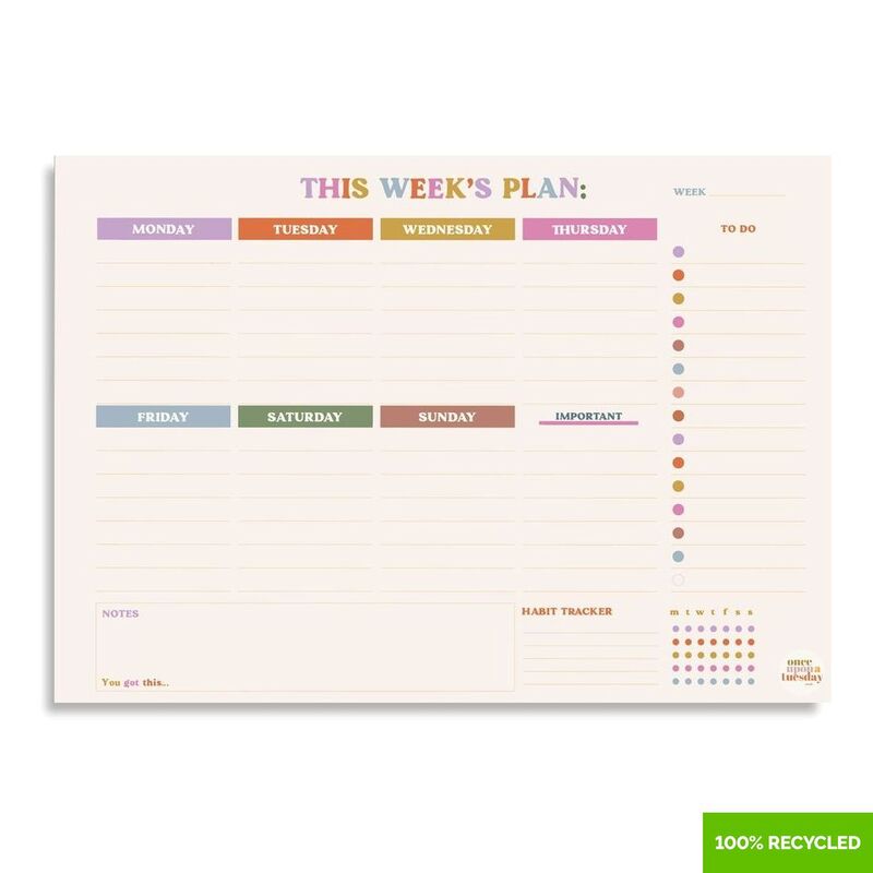 Good Tuesday A4 You Got This Weekly Planner Pad 100% Recycled Good Tuesday A4 You Got This Weekly Planner Pad 100% Recycled
