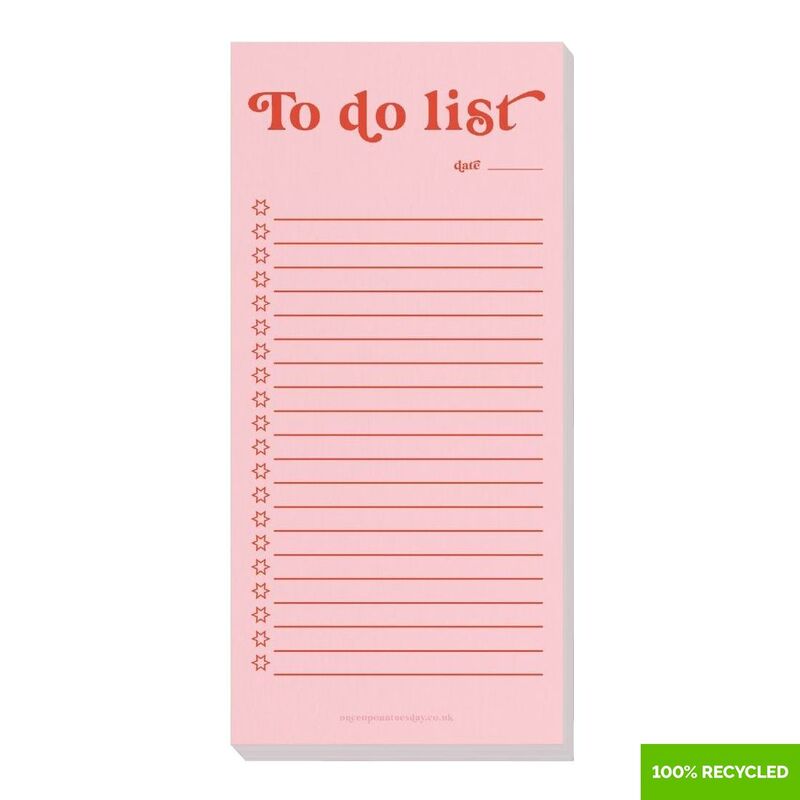 Good Tuesday Pink & Red Notepad To Do List Pad 100% Recycled Good Tuesday Pink & Red Notepad To Do List Pad 100% Recycled