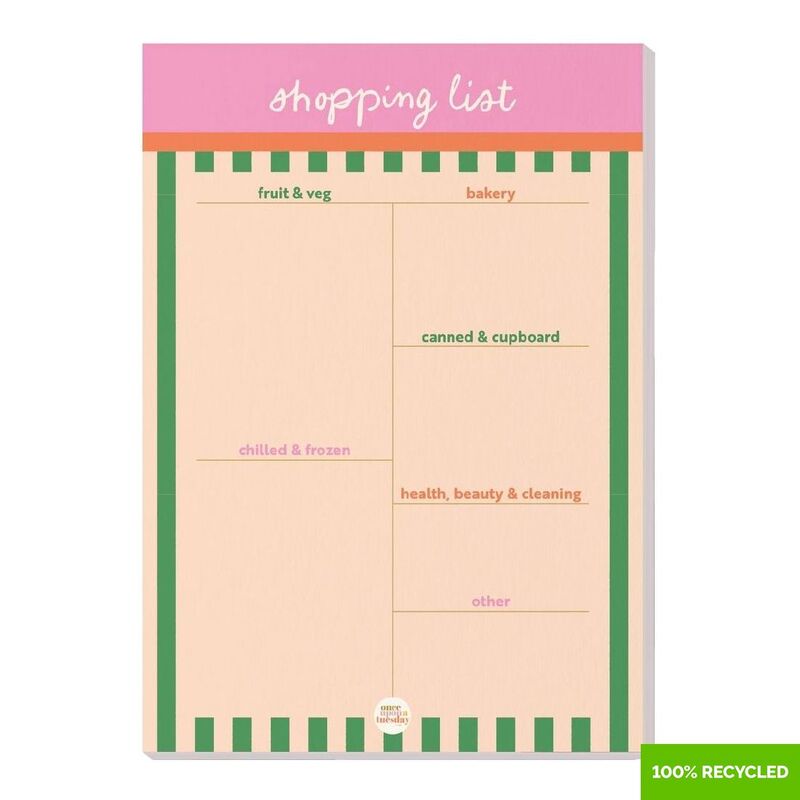 Good Tuesday A5 Cabana Stripe Shopping List Pad 100% Recycled Good Tuesday A5 Cabana Stripe Shopping List Pad 100% Recycled