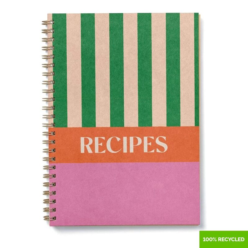 Good Tuesday Cabana Stripe Recipe Journal 100% Recycled Good Tuesday Cabana Stripe Recipe Journal 100% Recycled