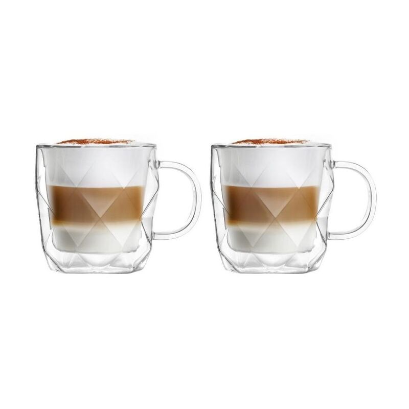 Vialli Design Double Wall Cups 330ml Geo (Set Of 2)
