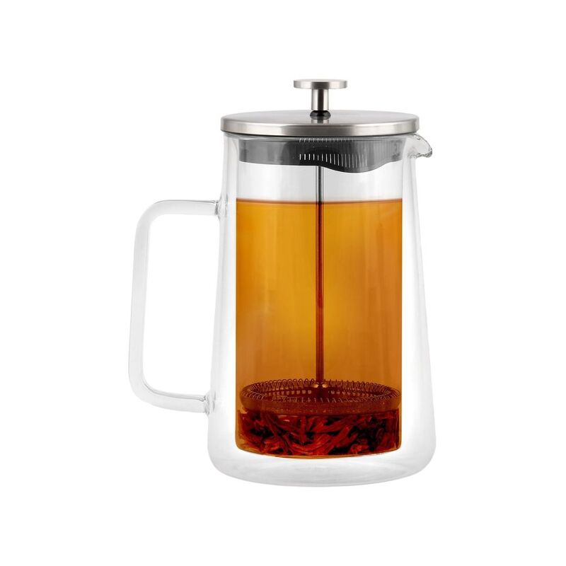 Vialli Design Double Walltea Pot With French Press 1000ml Silver Matt Diva Vialli Design Double Walltea Pot With French Press 1000ml Silver Matt Diva