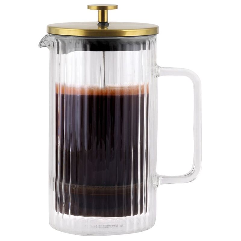 Vialli Design Double Wall Coffee And Tea Maker 1000ml Matt Gold Tulip