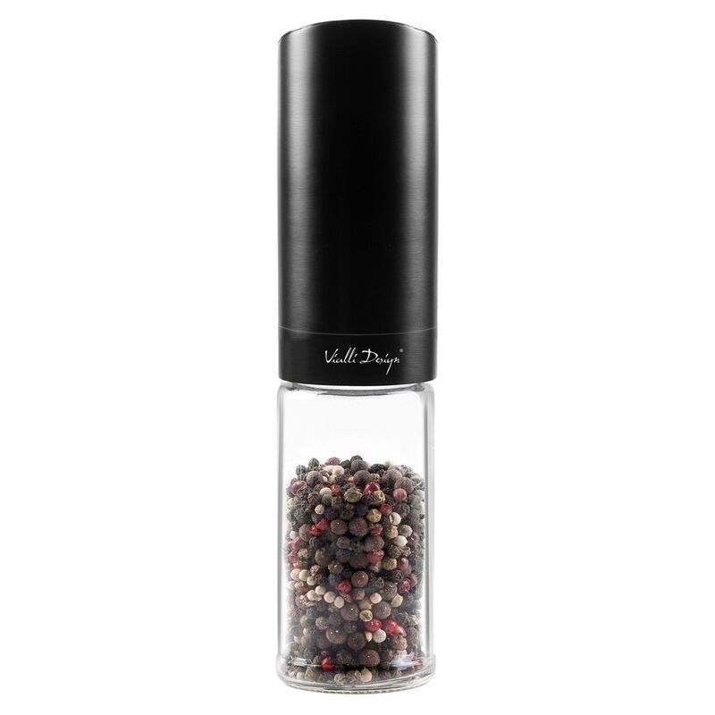 Vialli Design Salt & Pepper Electric And Gravitational Mill Black Soho Vialli Design Salt & Pepper Electric And Gravitational Mill Black Soho