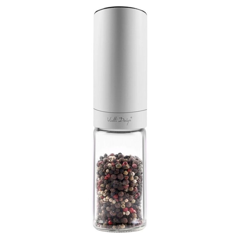 Vialli Design Salt & Pepper Electric And Gravitational Mill White Soho Vialli Design Salt & Pepper Electric And Gravitational Mill White Soho