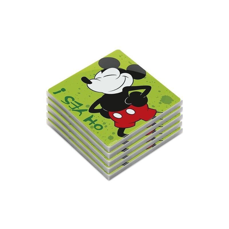 Egan Coaster Mickey Mouse I Am Green (Set Of 5)