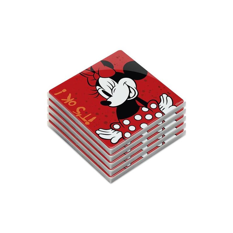 Egan Coaster Minnie Mouse I Am Red (Set Of 5)