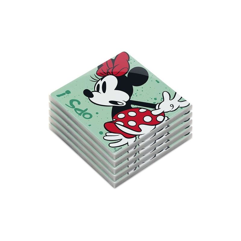 Egan Coaster Minnie Mouse I Am Turquoise (Set Of 5)