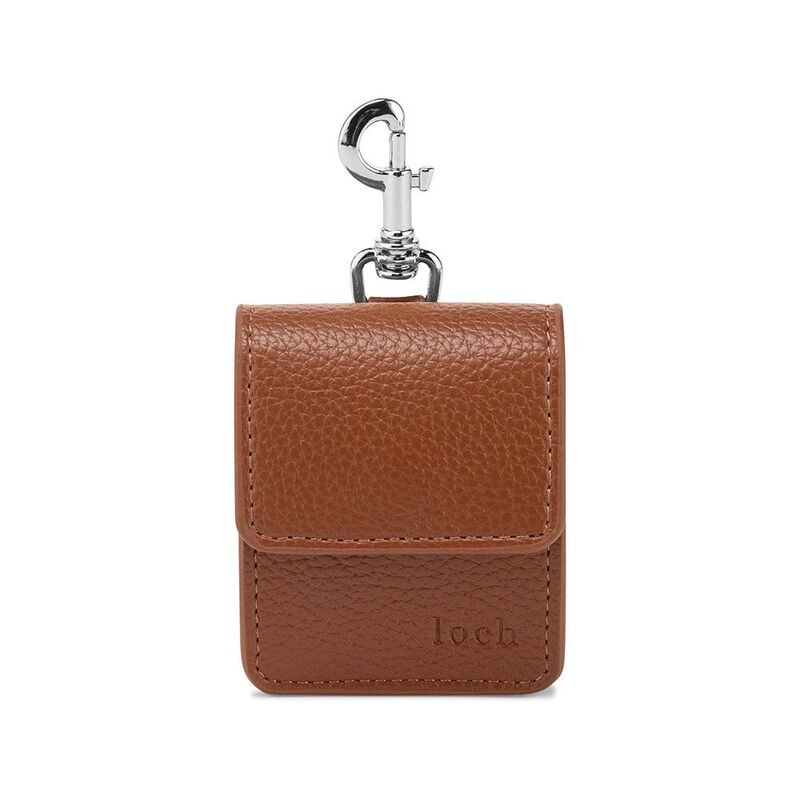 Loch Clippable Vegan-Leather Earphone Pouch Brown / Silver Detailing Loch Clippable Vegan-Leather Earphone Pouch Brown / Silver Detailing
