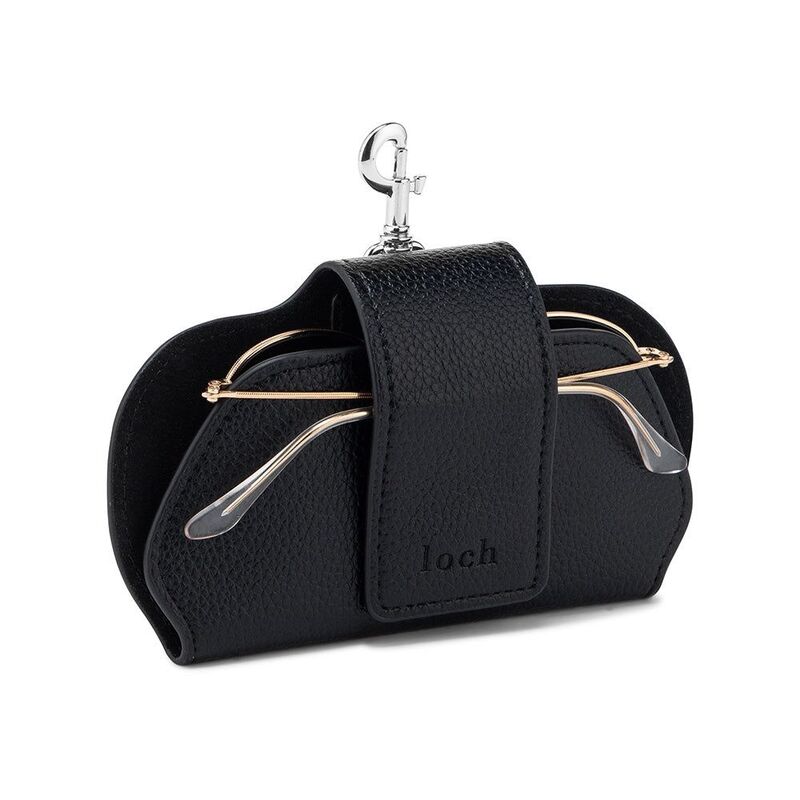 Loch Clippable Vegan-Leather Sunglass Case Black / Silver Detailing Loch Clippable Vegan-Leather Sunglass Case Black / Silver Detailing