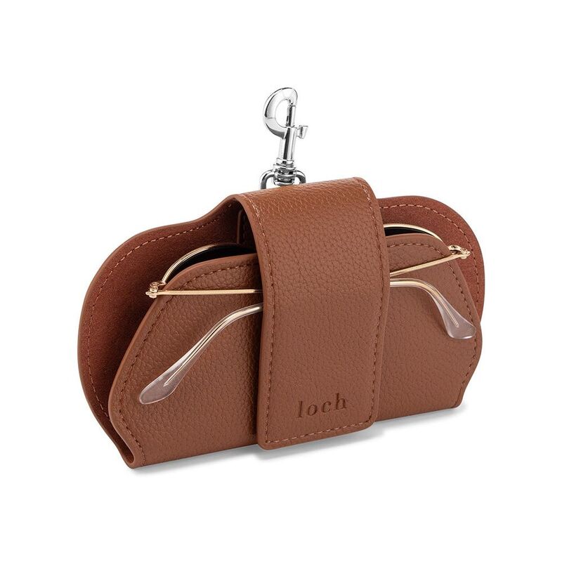 Loch Clippable Vegan-Leather Sunglass Case Brown / Silver Detailing Loch Clippable Vegan-Leather Sunglass Case Brown / Silver Detailing